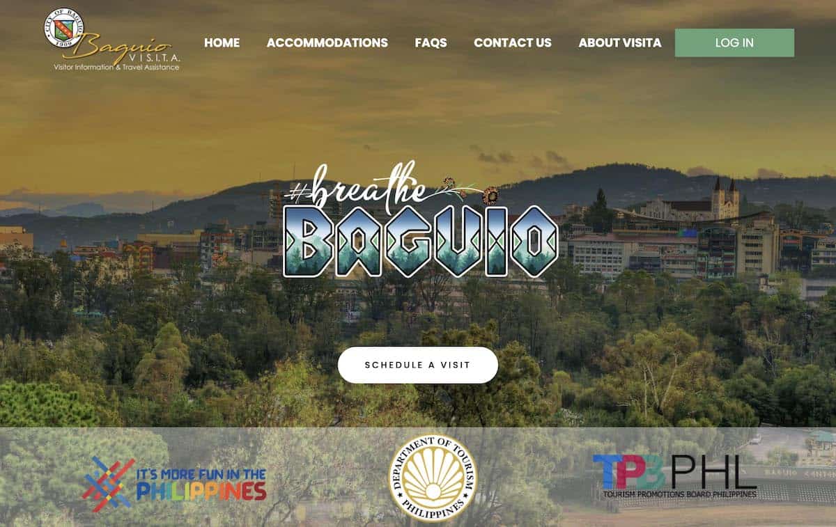 Baguio Visits Website Homepage