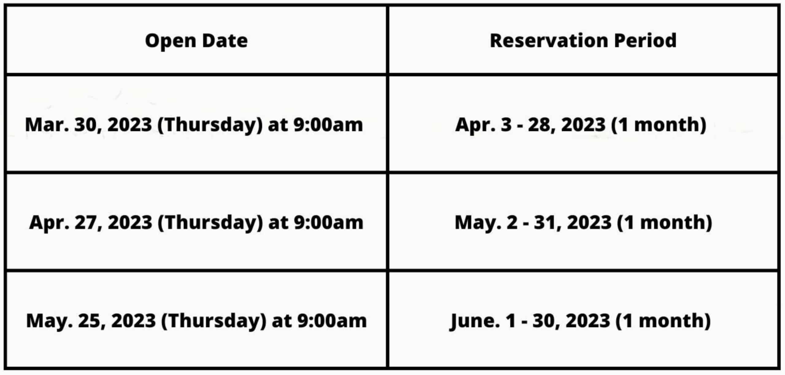 Korean Embassy Appointment Dates