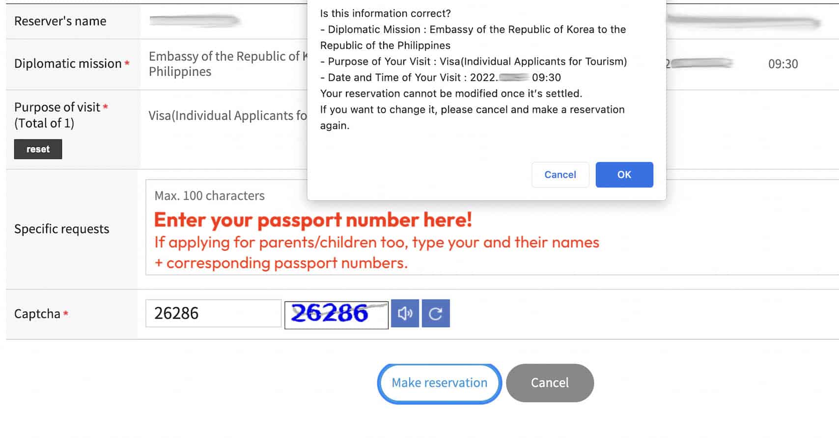 Korean Visa Appointment Passport Number